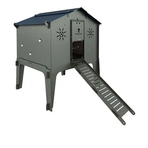Pollaio rialzato 10 galline in laminato HPL anti acaro rosso POLLY DUPLEX L Grey - Imagen 1 de 10