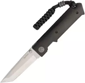 Benchmark Linerlock Black Wood Handle D2 Tool Steel Tanto Folding Knife 065 - Picture 1 of 1