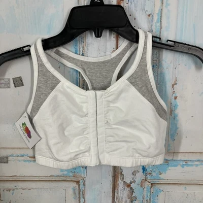 Sujetador deportivo Fruit Of The Loom blanco/gris mezcla de algodón talla 34 cierre frontal Foto 1 de 4