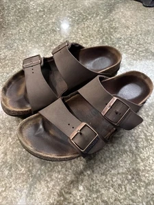 Birkenstock Arizona Size-9 Women's Sandal - Brown Buckles Narrow Leather - Picture 1 of 8