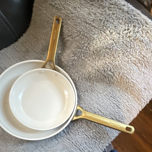 GreenPan White/Gold 2-Piece Ceramic Non-Stick Frying Pan Set, Round | eBay