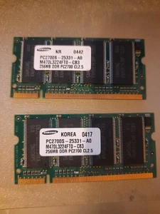 2x Samsung  DDR1 256MB 333  MHz DDR DDR1 SODIMM  RAM - Foto 1 di 1