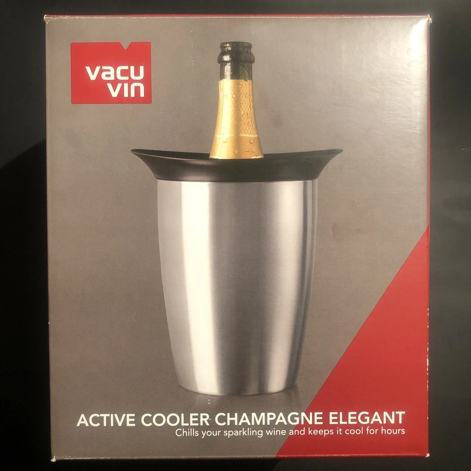 Enfriador activo Vacu Vin de acero inoxidable champán elegante botella de vino enfriador de hielo Foto 1 de 4