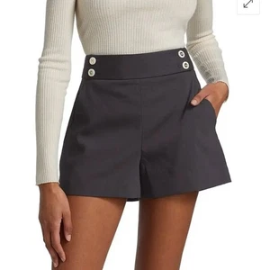 Veronica Beard Kimm marineblau Leinen Wolle Shorts Gr. 6 hoher Bund Knopfleiste Matrose neu mit Etikett - Bild 1 von 13