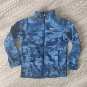 Columbia Fleece Jacket Youth Small Full Zip Blue Camo - Picture 1 of 2