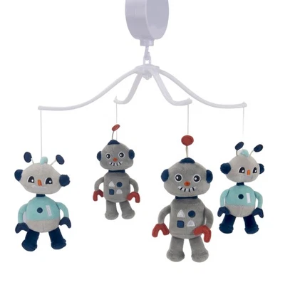 Bedtime Originals Robbie Robot Musical Baby Crib Mobile Soother Toy - Gray - Image 1 of 4