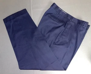 Vintage 1950s Men’s Navy Blue Wool Slacks Flat Front Cuffed All Conference 32X29 - Picture 1 of 12