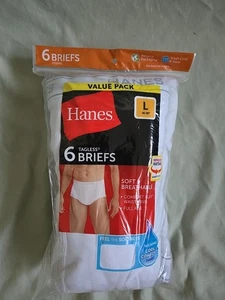 Hanes Slip Confezione 6 Pezzi Intimo Uomo Senza Etichetta Bianco Taglia Large Tighty Whities - Foto 1 di 2