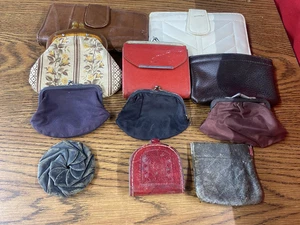 Vintage. Menge 11 echt Antik & Leder Verschluss Münze Kleingeld Geldbörse #25-61 - Bild 1 von 9