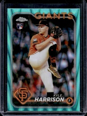 2024 Topps Chrome Kyle Harrison RC Aqua Raywave Refractor Rookie #/199 Giants - Image 1 of 2