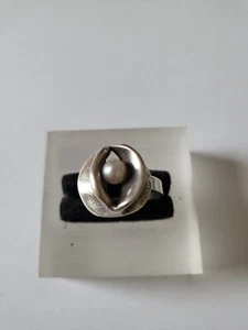 Bengt Hallberg Schweden 925er Silber Ring Perle Designerschmuck - Bild 1 von 7