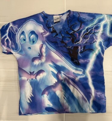 Blusa Médica Vintage S.C.R.U.B.S Halloween Talla Pequeña Rara Foto 1 de 4