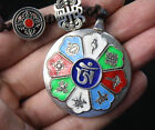 Old Chinese Silver Folk Feng Shui hollow out amulet Lucky Pendant Amulet