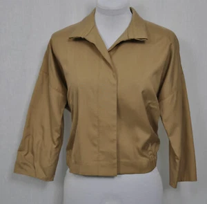 NWT $465 PER SE WASHED SILK DROPPED-SHOULDER BOXY KHAKI JACKET sizes 4 6 8  12 - Picture 1 of 6
