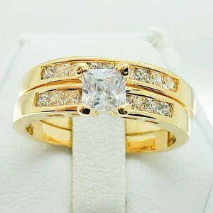 R3631 Damenmode Weißgold Platte Verlobung Hochzeit 2 Stck./Set Bandring - Bild 1 von 8