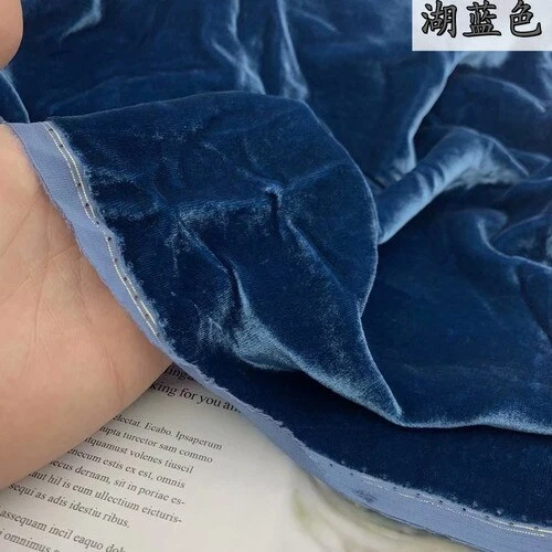 2022 High-Grade Real Mulberry Silk Cloth Solid Color Gold Velvet Fabric 140 Wide - Image 1 of 4