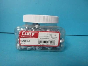 New Lot of 100 Cully 53008J 1/4-20X1/2" Slotted/Phillips Machine Screws NIP - Picture 1 of 13