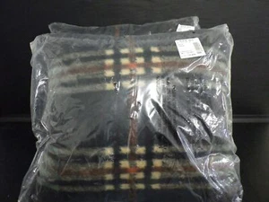 Throw pillows black brown plaid and solid black fleece 18" x 18" NIP USA made - Picture 1 of 5