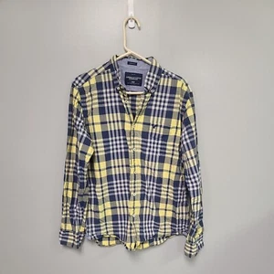 Camicia media uomo AMERICAN EAGLE OUTFITTERS blu/giallo a quadri usata in ottime condizioni - Foto 1 di 3
