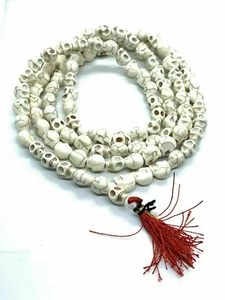 Tibetan Bone Skull Buddhist 54 Prayer Beads Mala Necklace 9mm Prayer Kali Bead - Picture 1 of 3