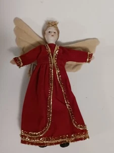 Porcelain Angel With Velvet Red Dress - Picture 1 of 3