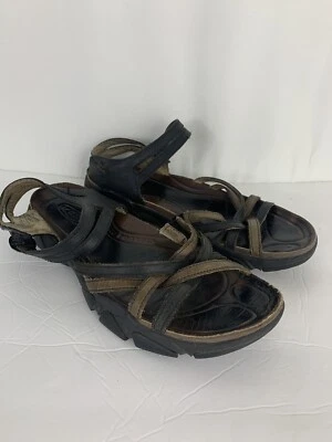 KEEN | NAPLES Blk Burnished Leather Side Buckle Strappy Outdoor Beach Sandals 10 - Image 1 of 4
