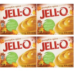 Jell-O Instant Pudding Dessert & Pie Filling, PUMPKIN SPICE (4 Boxes) AUG 2024 - Picture 1 of 5