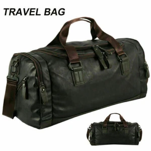 Reisetasche Leder Weekender Sporttasche Schulter Tasche Herren Schwarz XXL BE - Bild 1 von 9