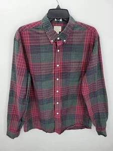 Camisa J Crew Para Hombre Grande Roja Verde Cuadros Secreto Lavado Algodón Orgánico Abotonada - Imagen 1 de 8
