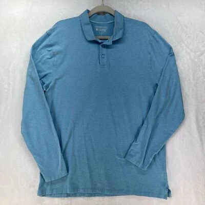 Coolibar Weekend Polo Men’s Large Blue Stretch UPF50+ Long Sleeve UV Protection - Image 1 of 4