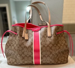 COACH Signature Stripe Carryall Tote Handbag | F30521 - Picture 1 of 12
