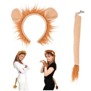 Löwen-Set, 2-tlg Haarreif mit Ohren und Schwanz, Tierkostüm, Karneval - Bild 1 von 12