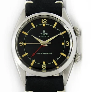 Vintage Tudor Advisor Alarm Black Dial Ref 7926 Men Steel Watch C.1962 - Picture 1 of 14