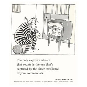 1955 Young & Rubicam: Captive Audience Vintage Print Ad - Picture 1 of 1