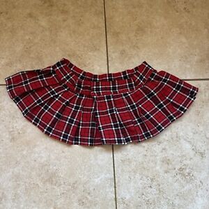 Vintage Womens Scottish Red Plaid Print Mini Skirt Size S Y2K Flare Low Rise