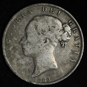 1882 Great Britain Half Crown Silver Coin Victoria E403 T - Picture 1 of 2