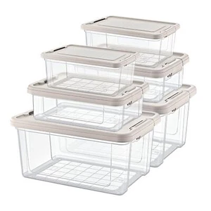 Aufbewahrungsbox mit Deckel Kunststoff Stapel Regal Lager Box Kiste Transparent - Bild 1 von 22