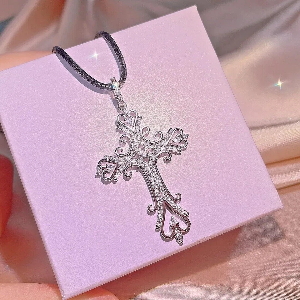 Argento Sterling Vintage Cristiano Cattolicesimo Croce Ciondolo Collana Mamma - Immagine 1 di 1