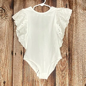 Zara Girl’s White Tank Eyelet Ruffle Bodysuit Size 6 NWT - Picture 1 of 4