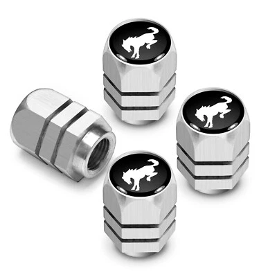 Ford Nuevo Bronco en Negro sobre Plata Cromo Hexágono Aluminio Tapas de vástago de válvula de neumático Foto 1 de 4