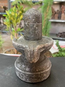 1800's Antique Hand Carved Marble Stone Lord Shiva Lingam Worship Idol Statue - Picture 1 of 7