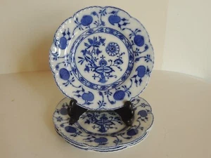 Set 4 Antique Johnson Bros HOLLAND Flow Blue 7 7/8" Embossed Scalloped Rim Plate - Picture 1 of 8