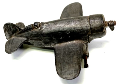 Vintage 3” Slush Metal Airplane Barclay Tootsie Toy Bomber Bee Gee Racer Silver - Image 1 of 4
