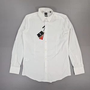 Hugo Boss Mens Shirt White Medium Slim Fit Stretch Button Up H Hank S Kent - Picture 1 of 12