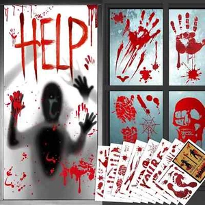 Halloween Deko Horror Blutige Handabdruck Fußabdruck Fensteraufkleber Tür Deko - Bild 1 von 8
