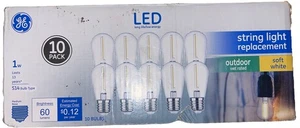 10 Pk GE LED 1 W Watt Soft White String Light Replacement S14 Outdoor Bulbs New - Picture 1 of 11