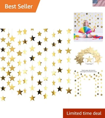 Guirnalda de estrellas pancarta decoración de Navidad fiesta pancarta telón de fondo brillante dorado 130 pies Foto 1 de 4