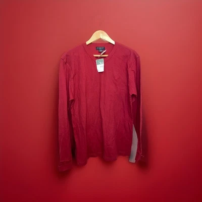 Guess Sweatshirt Mens Extra Large Red Thermal Crew Neck Long Sleeve Waffle Knit - Image 1 of 4