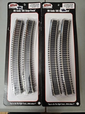 2 Pkgs. Atlas #837 HO 24" Radius Curve Code 100, NS - 6 Per Pkg. - NEW - Image 1 of 4