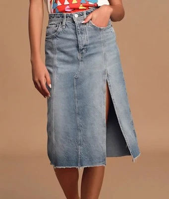 Falda vaquera Free People We The Free Mambo lavado claro desgastada talla 31 Ret $98 Foto 1 de 4